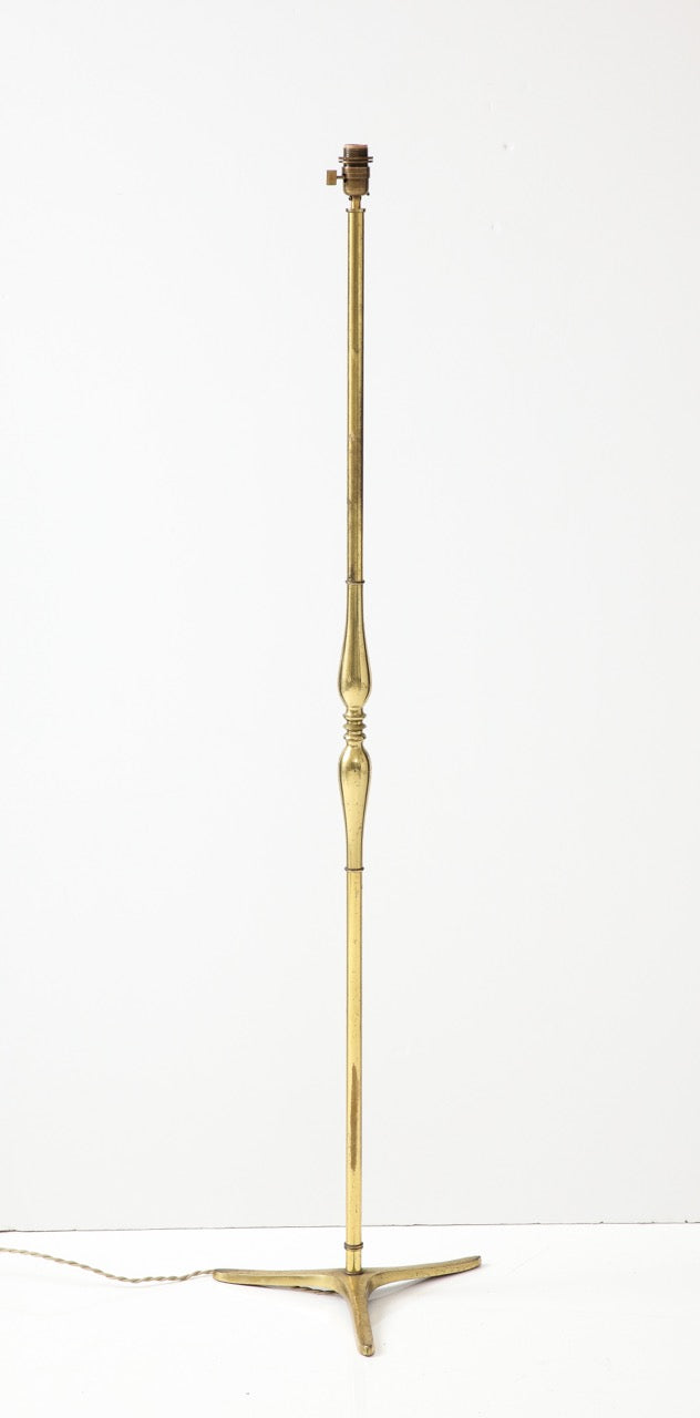 Tripod Gilt Bronze Floor Lamp Att. Riccardo Scarpa - Italy 1950s