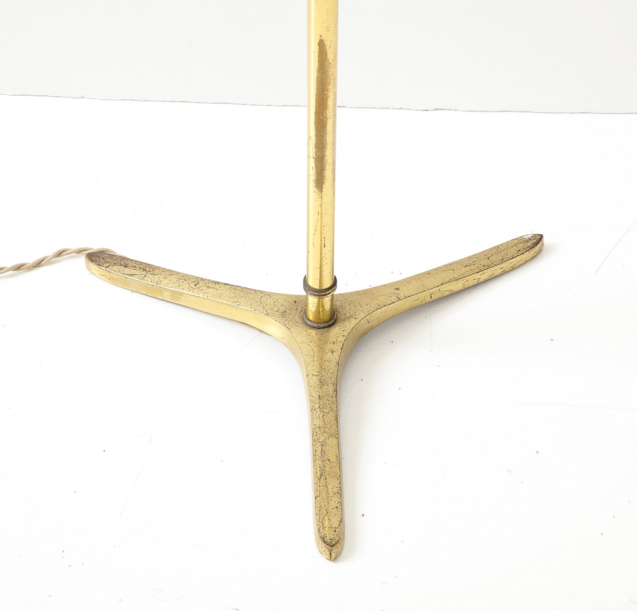 Tripod Gilt Bronze Floor Lamp Att. Riccardo Scarpa - Italy 1950s