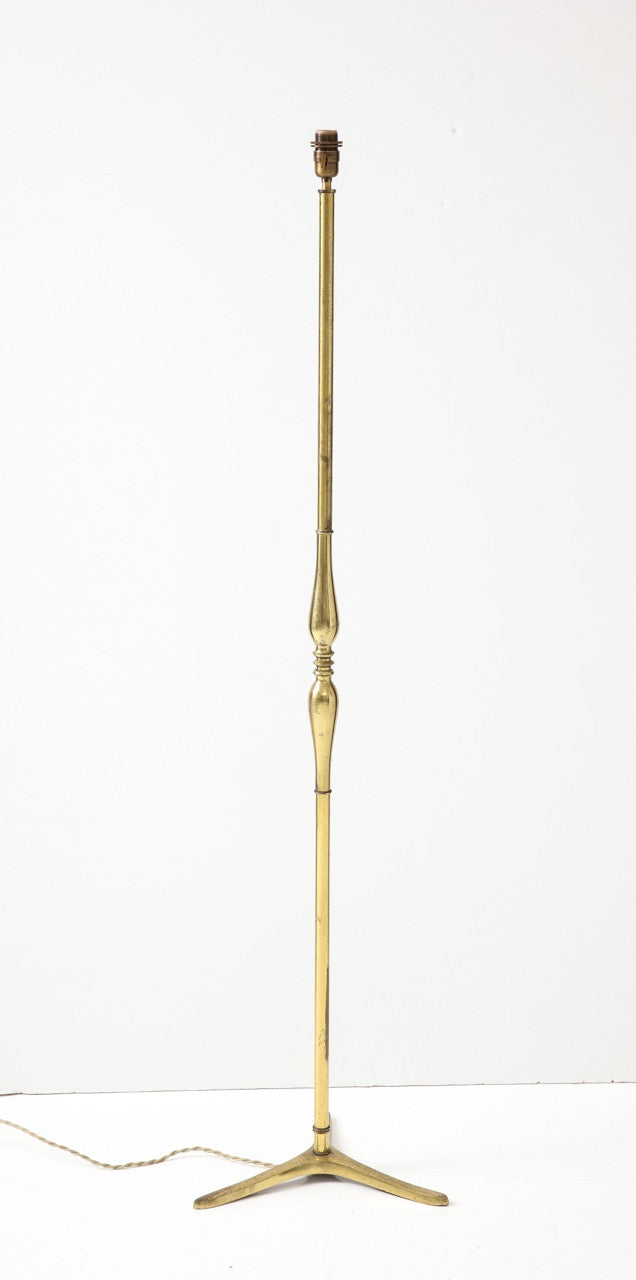 Tripod Gilt Bronze Floor Lamp Att. Riccardo Scarpa - Italy 1950s