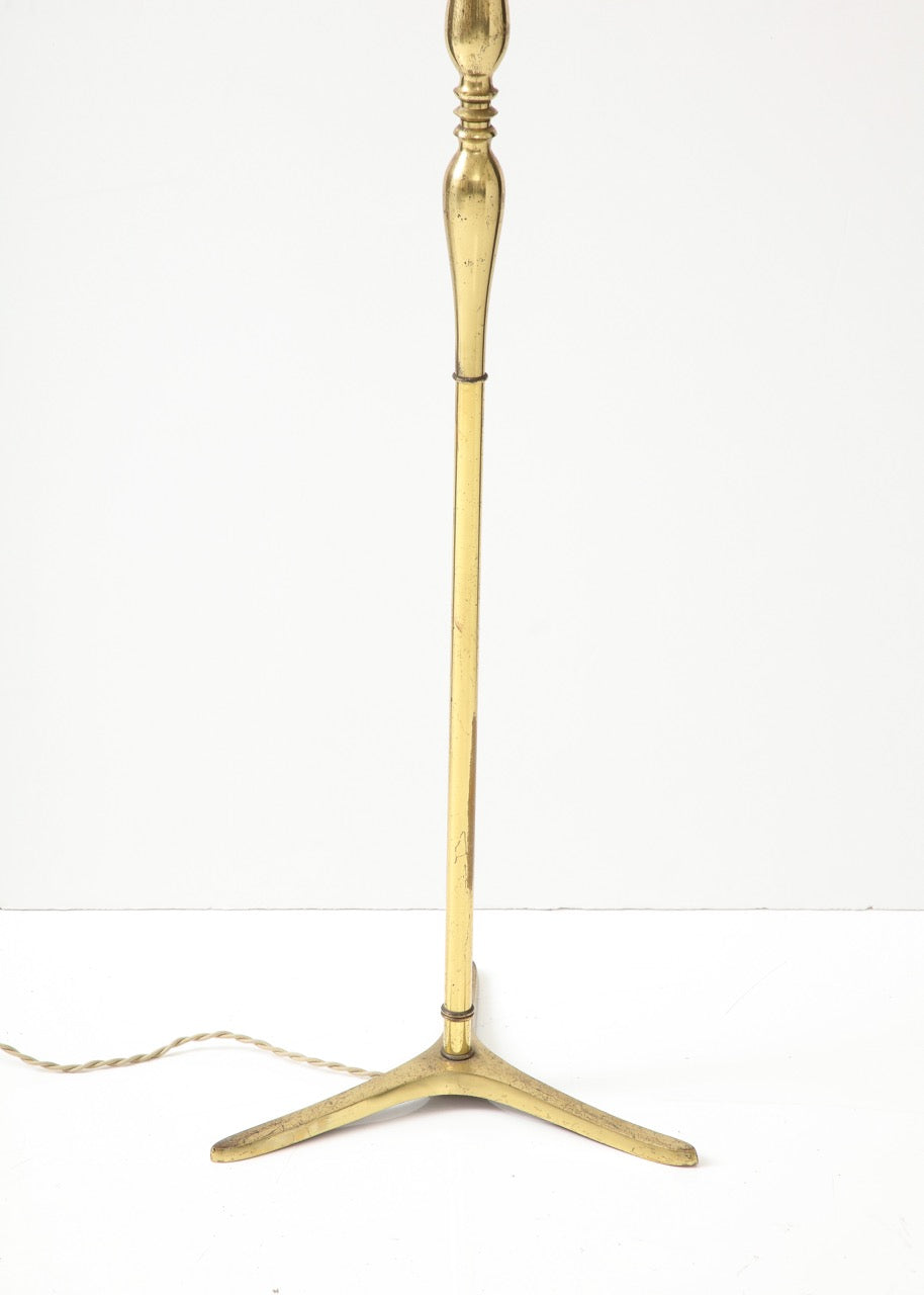 Tripod Gilt Bronze Floor Lamp Att. Riccardo Scarpa - Italy 1950s