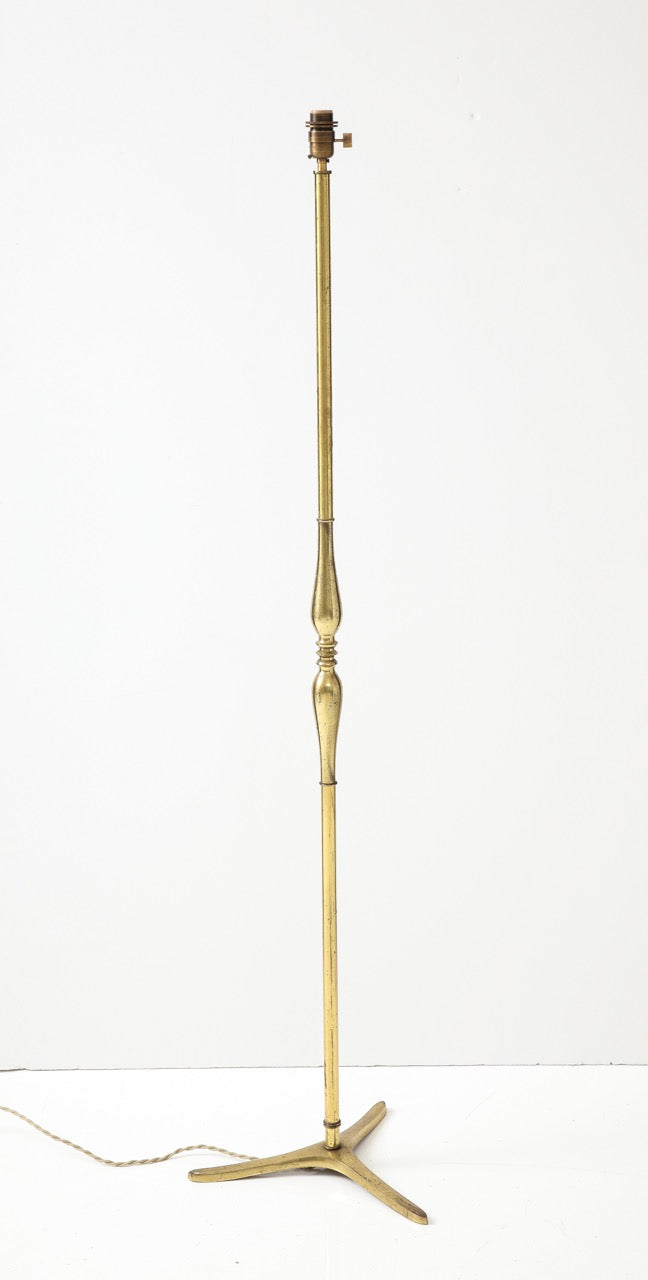 Tripod Gilt Bronze Floor Lamp Att. Riccardo Scarpa - Italy 1950s