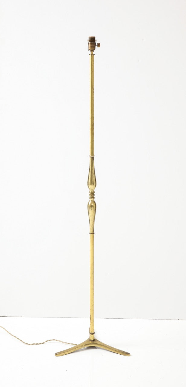 Tripod Gilt Bronze Floor Lamp Att. Riccardo Scarpa - Italy 1950s