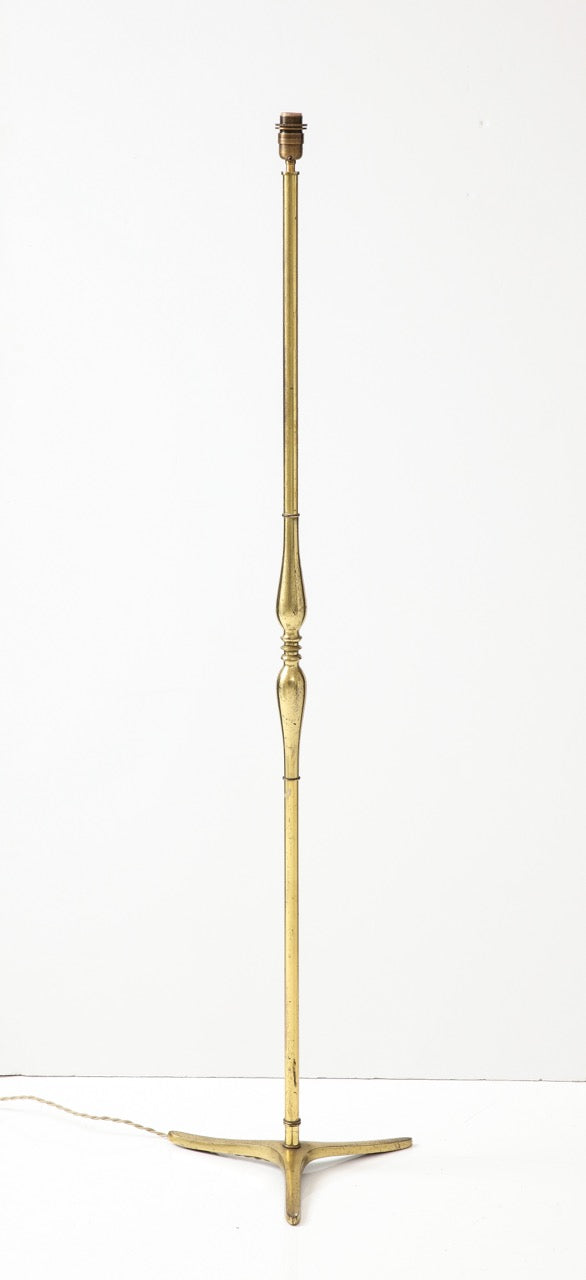 Tripod Gilt Bronze Floor Lamp Att. Riccardo Scarpa - Italy 1950s