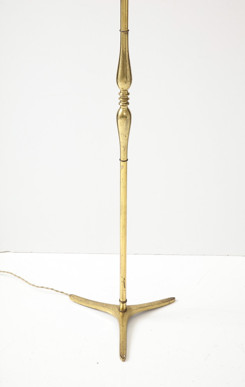 Tripod Gilt Bronze Floor Lamp Att. Riccardo Scarpa - Italy 1950s