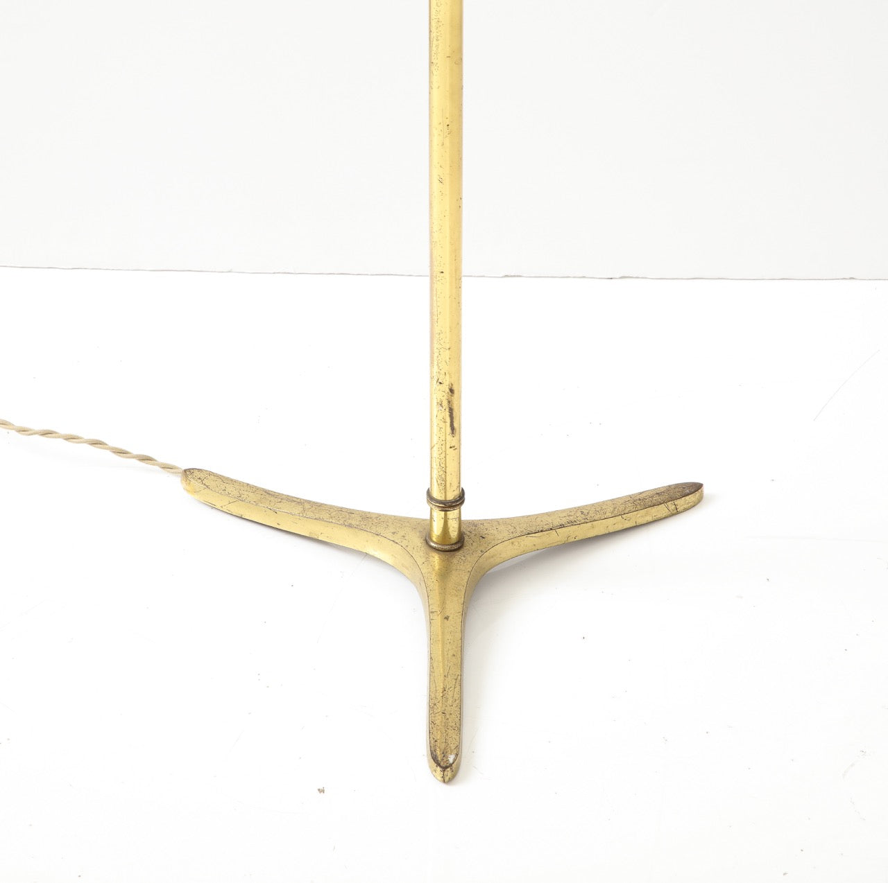 Tripod Gilt Bronze Floor Lamp Att. Riccardo Scarpa - Italy 1950s