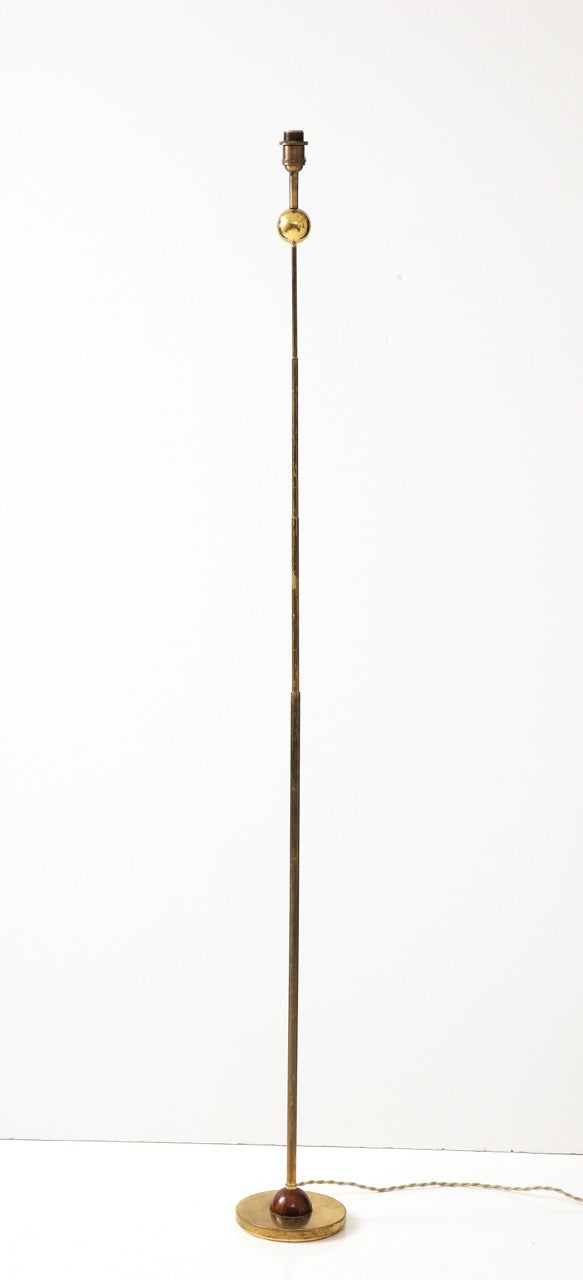 Modernist Gilt Bronze Floor Lamp with Copper Accents, Italy, 1980s