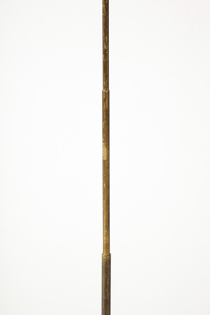 Modernist Gilt Bronze Floor Lamp with Copper Accents, Italy, 1980s