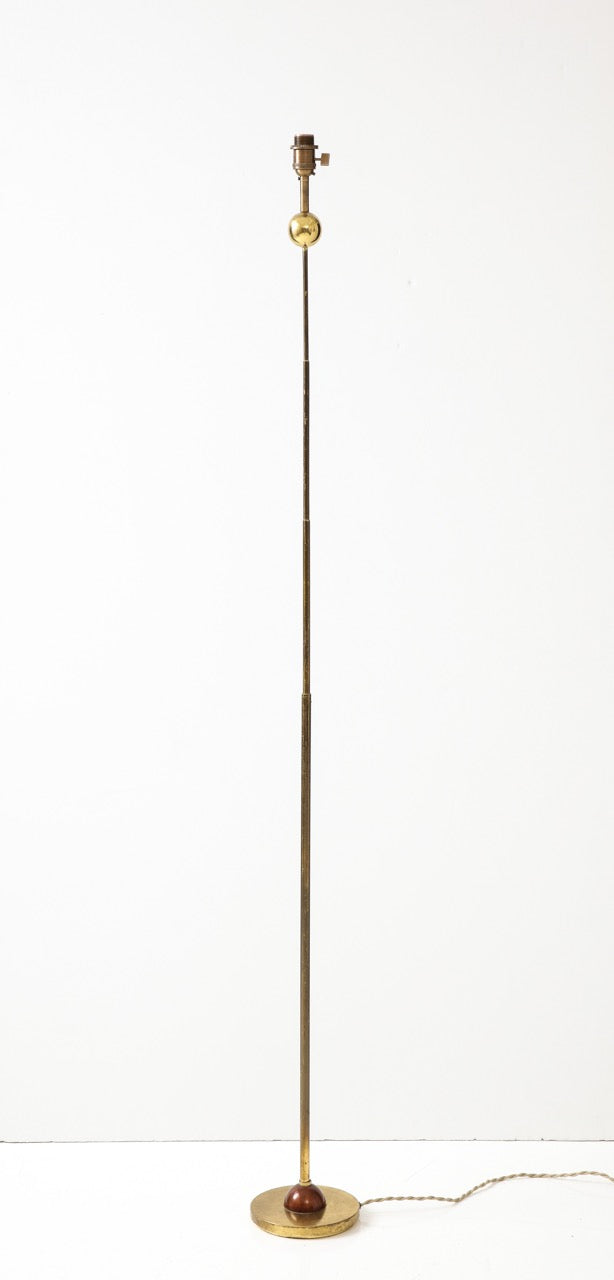 Modernist Gilt Bronze Floor Lamp with Copper Accents, Italy, 1980s