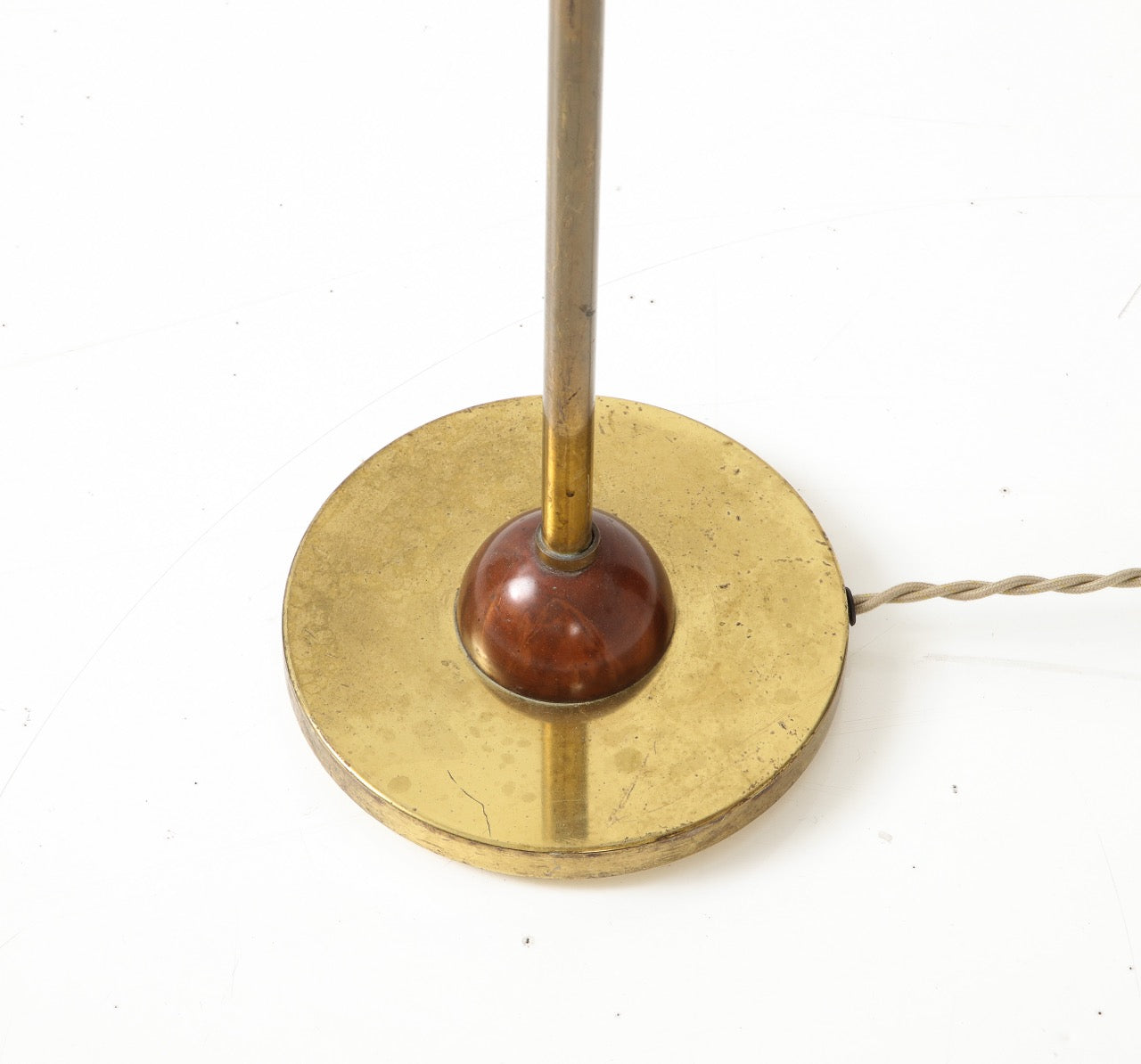 Modernist Gilt Bronze Floor Lamp with Copper Accents, Italy, 1980s