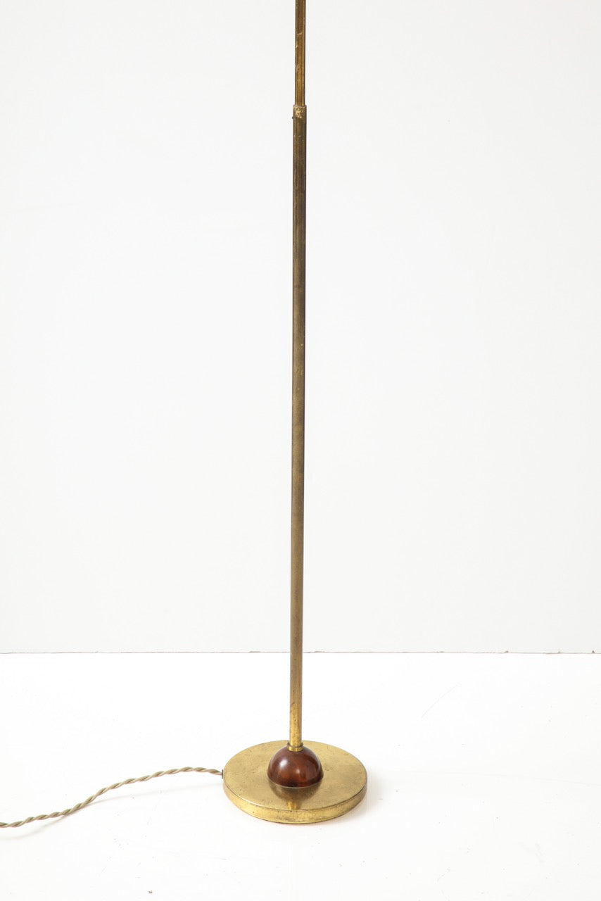 Modernist Gilt Bronze Floor Lamp with Copper Accents, Italy, 1980s