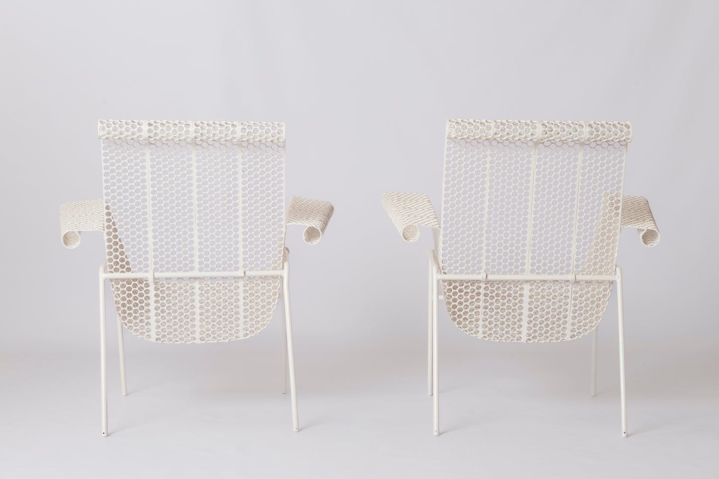 "Rigitulle" Ply Perforated Sheet Metal Armchairs by René Malaval - France 1950s