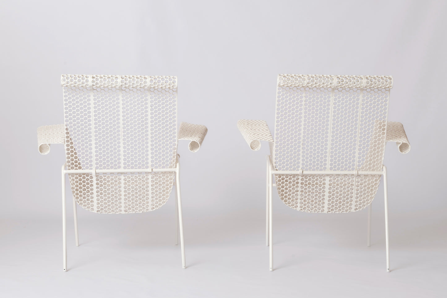 "Rigitulle" Ply Perforated Sheet Metal Armchairs by René Malaval - France 1950s