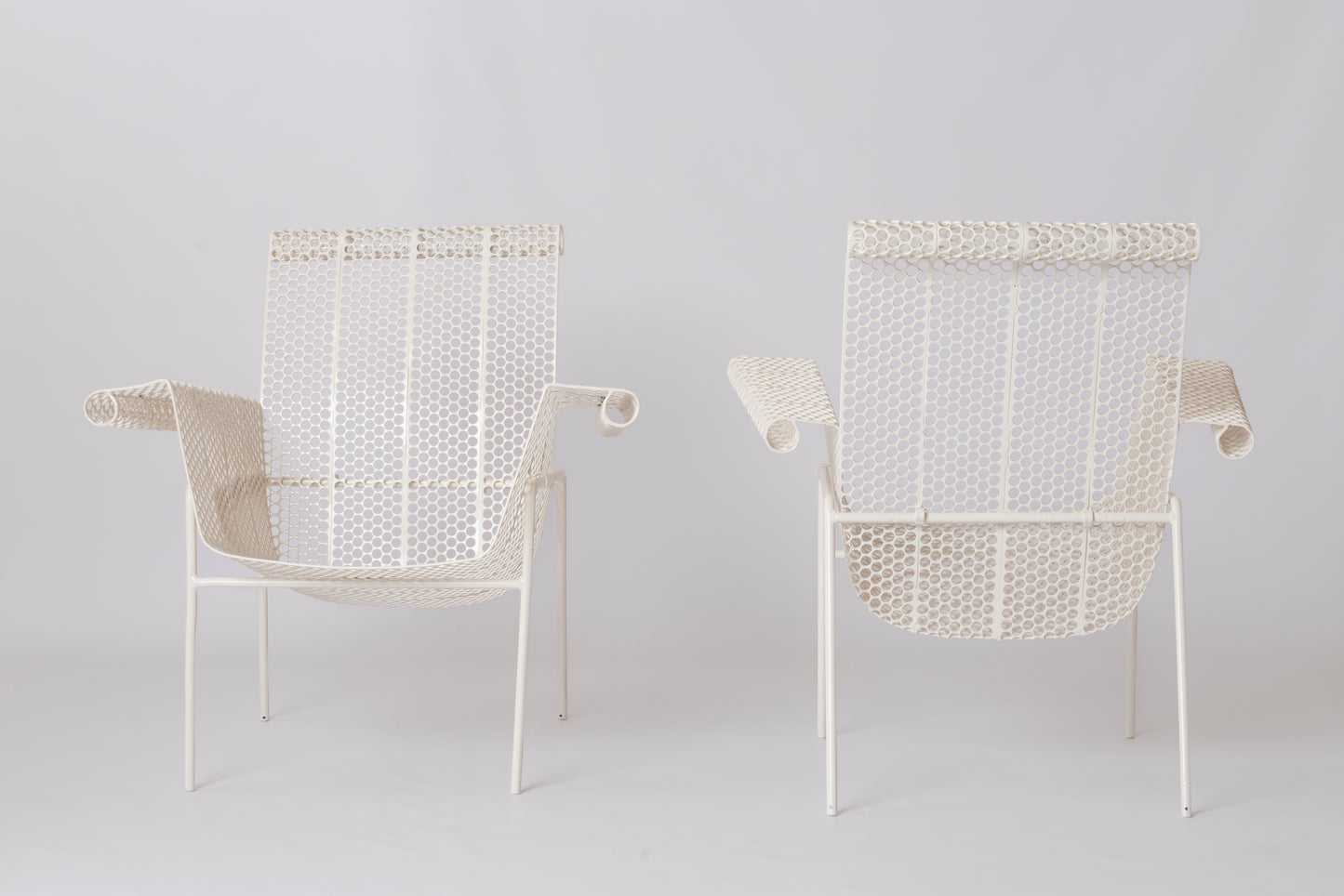 "Rigitulle" Ply Perforated Sheet Metal Armchairs by René Malaval - France 1950s