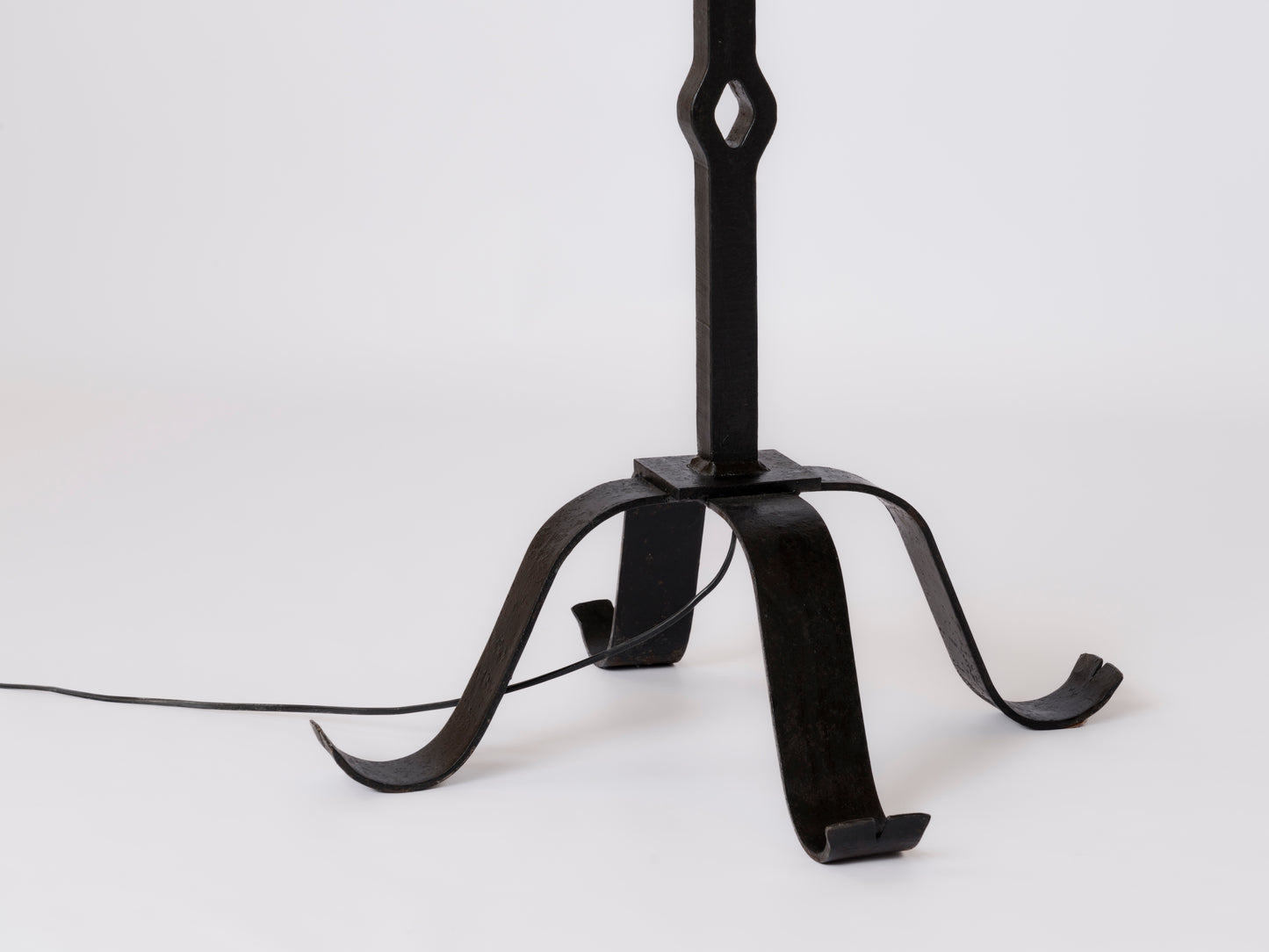 Solid Iron Brutalist Floor Lamp - France 1970's