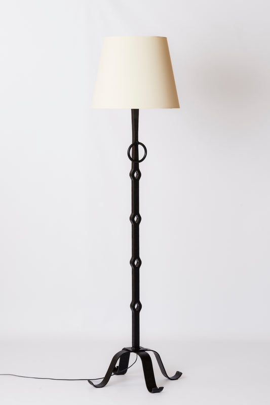 Solid Iron Brutalist Floor Lamp - France 1970's