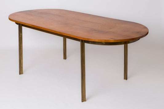 Bronze & Elm Dining Table att. J. Quinet for Maison Malabert, France, 1970's