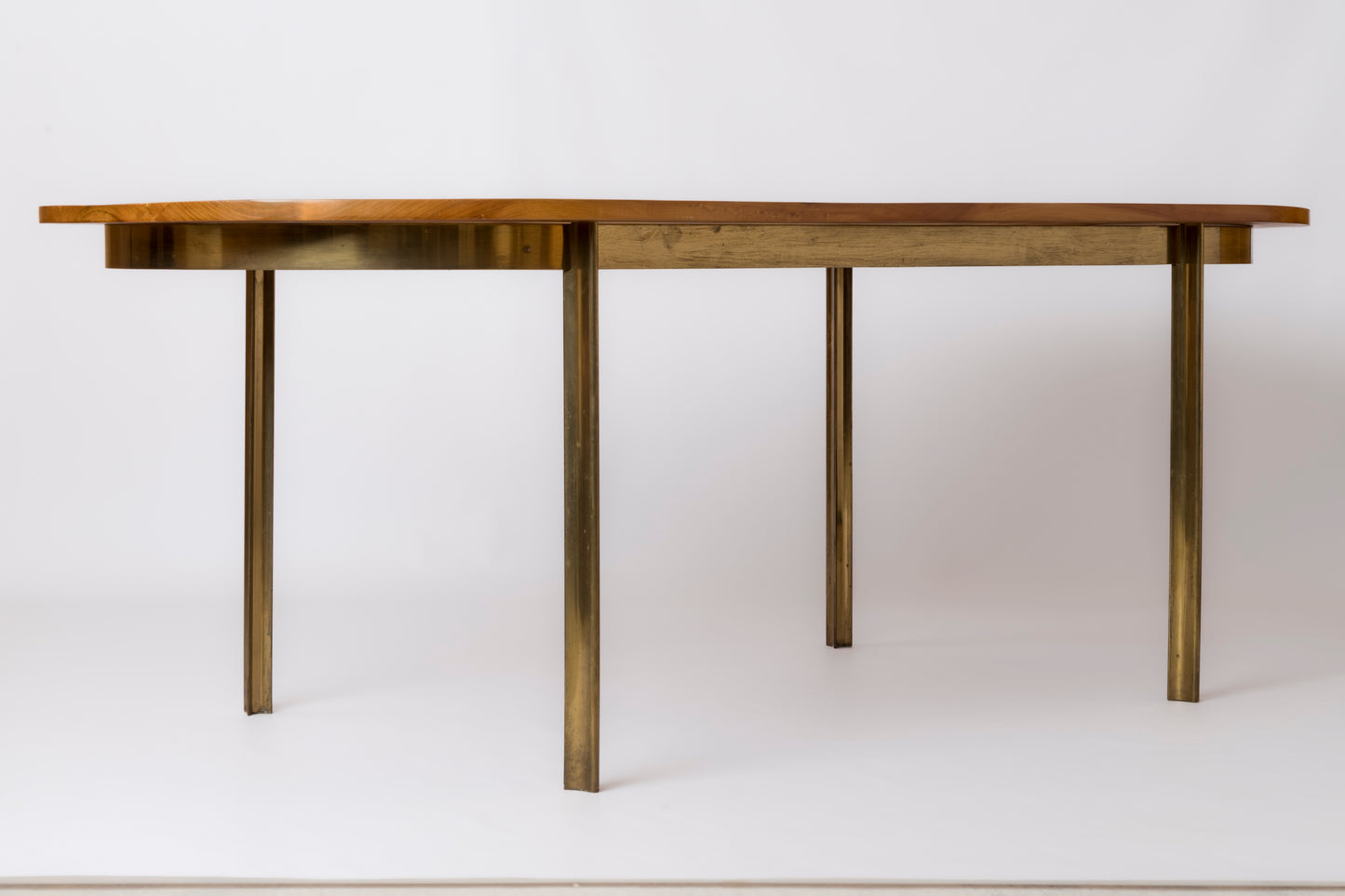 Bronze & Elm Dining Table att. J. Quinet for Maison Malabert, France, 1970's