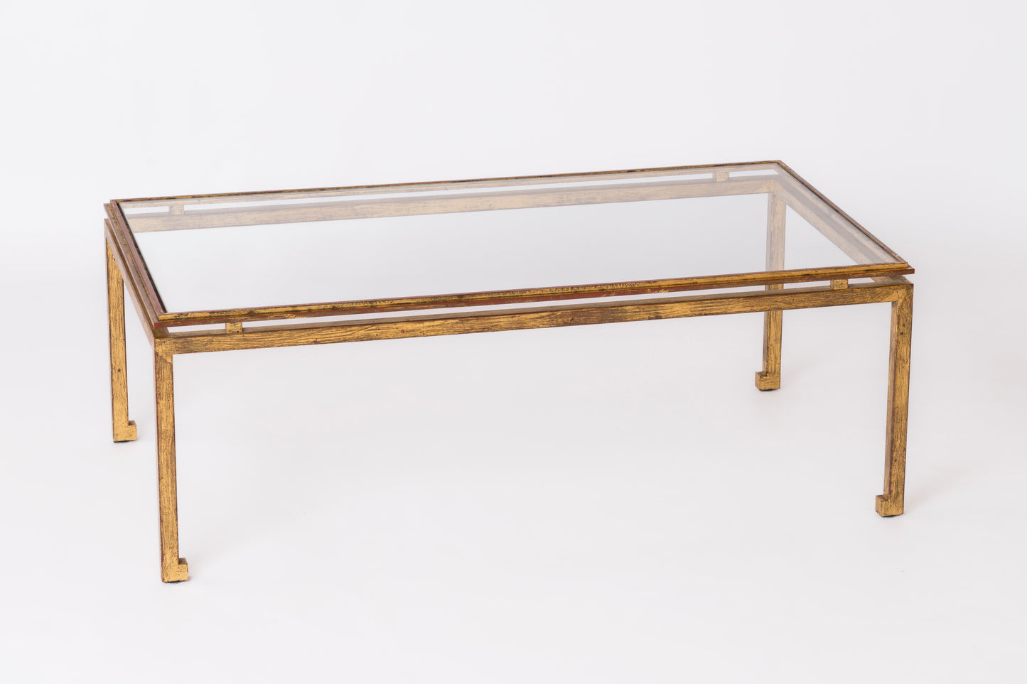 "Etrier" Gold Leaf over Steel Coffee Table by Henri Pouenat - France 1960's