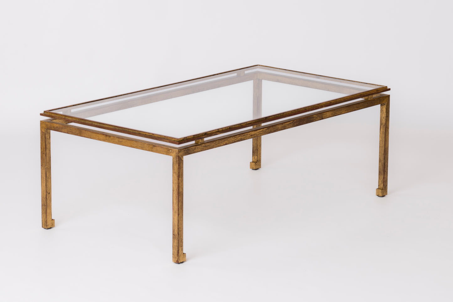 "Etrier" Gold Leaf over Steel Coffee Table by Henri Pouenat - France 1960's