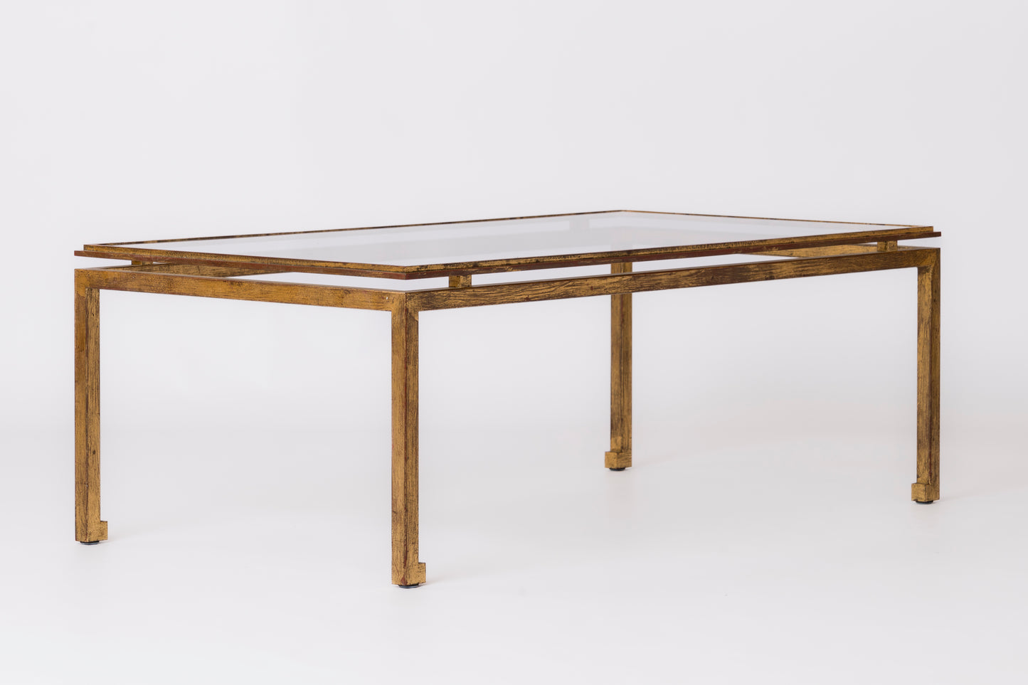 "Etrier" Gold Leaf over Steel Coffee Table by Henri Pouenat - France 1960's