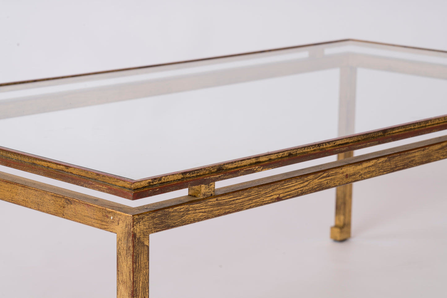 "Etrier" Gold Leaf over Steel Coffee Table by Henri Pouenat - France 1960's