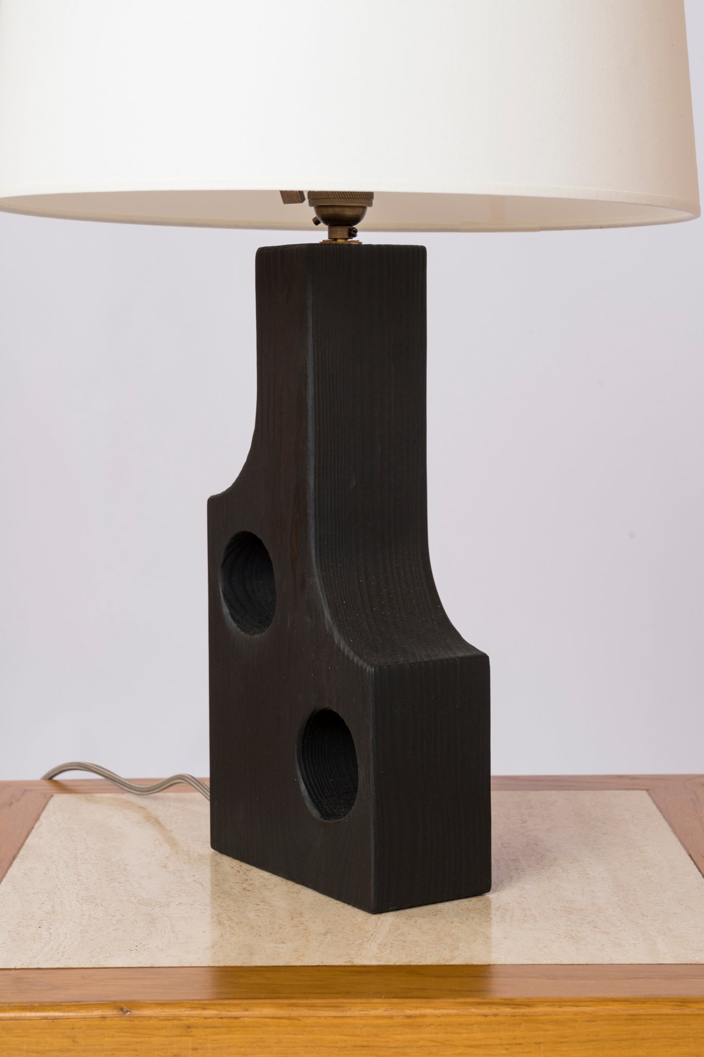 "Gomariz" Burnt Pine Wood Table Lamp by Facto Atelier Paris - France 2020's