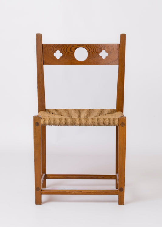 Solid Pinewood and Rush Side Chair in the style of Marklund - Sweden 1970's