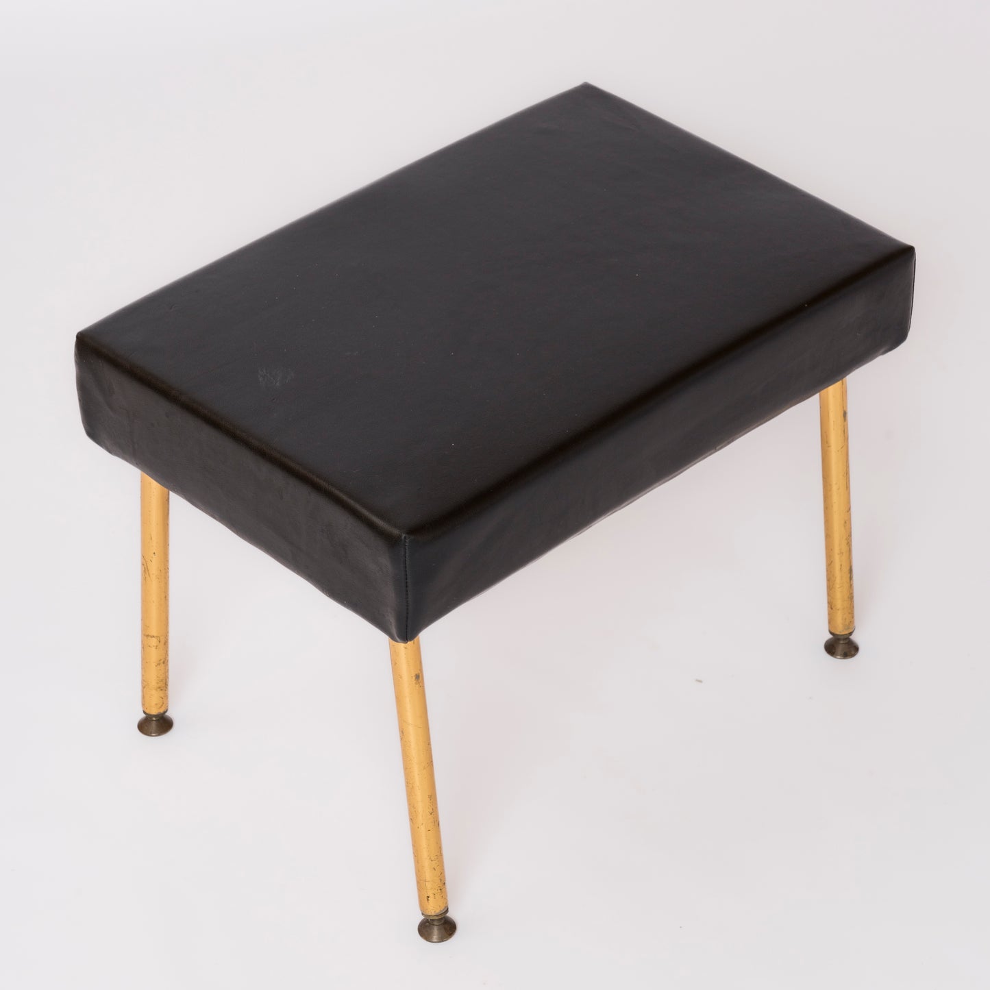 Pair of Midcentury Modern Gilt Metal and Moleskine Stools by Airborne - Netherlands 1960's