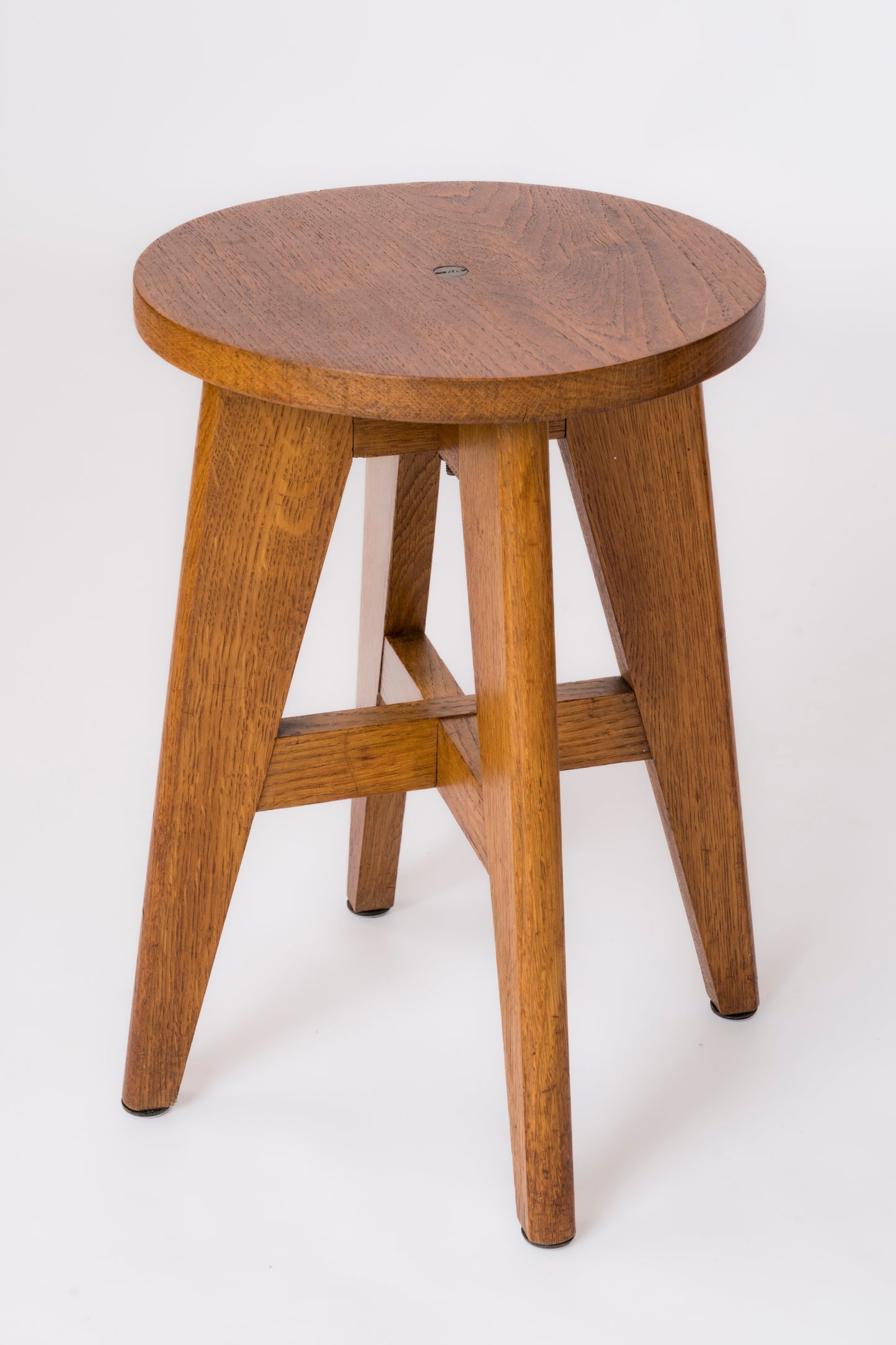 Pair of French Oak "Reconstruction" Era Stools - France 1950's