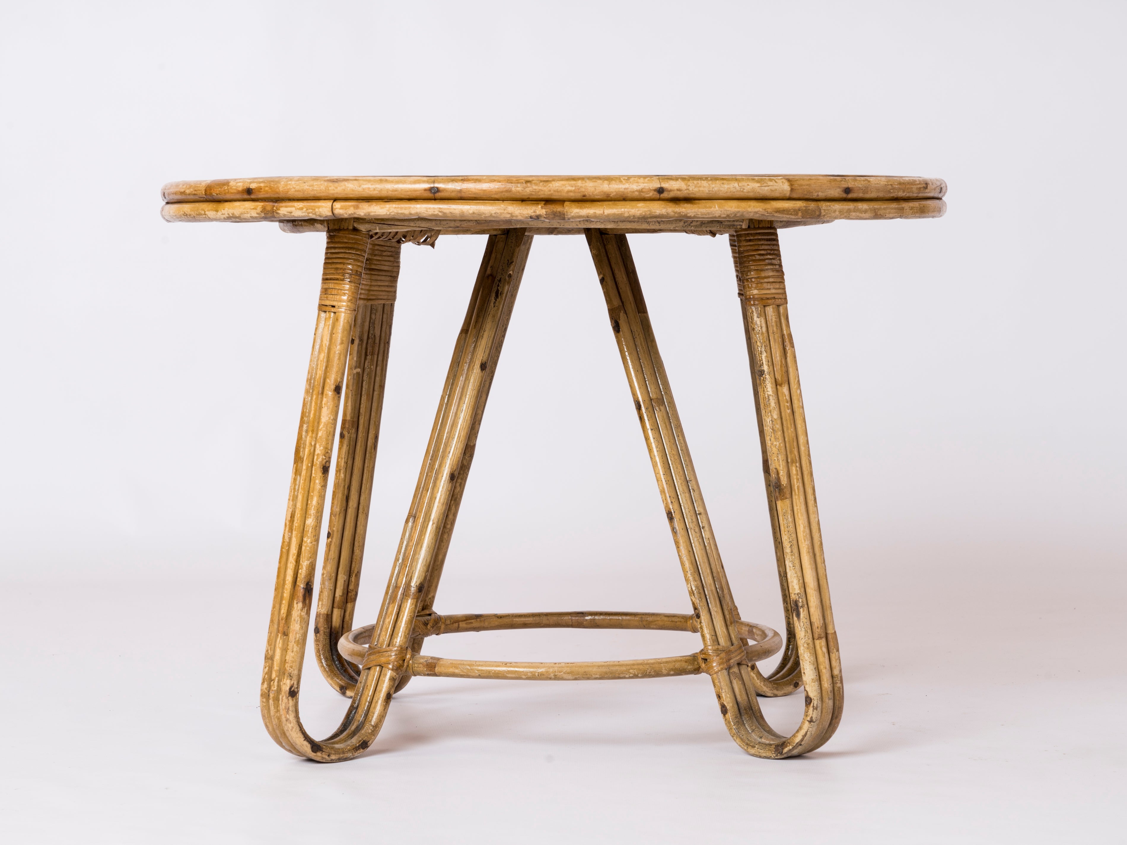 Modernist Rattan Center Table - France 1960's