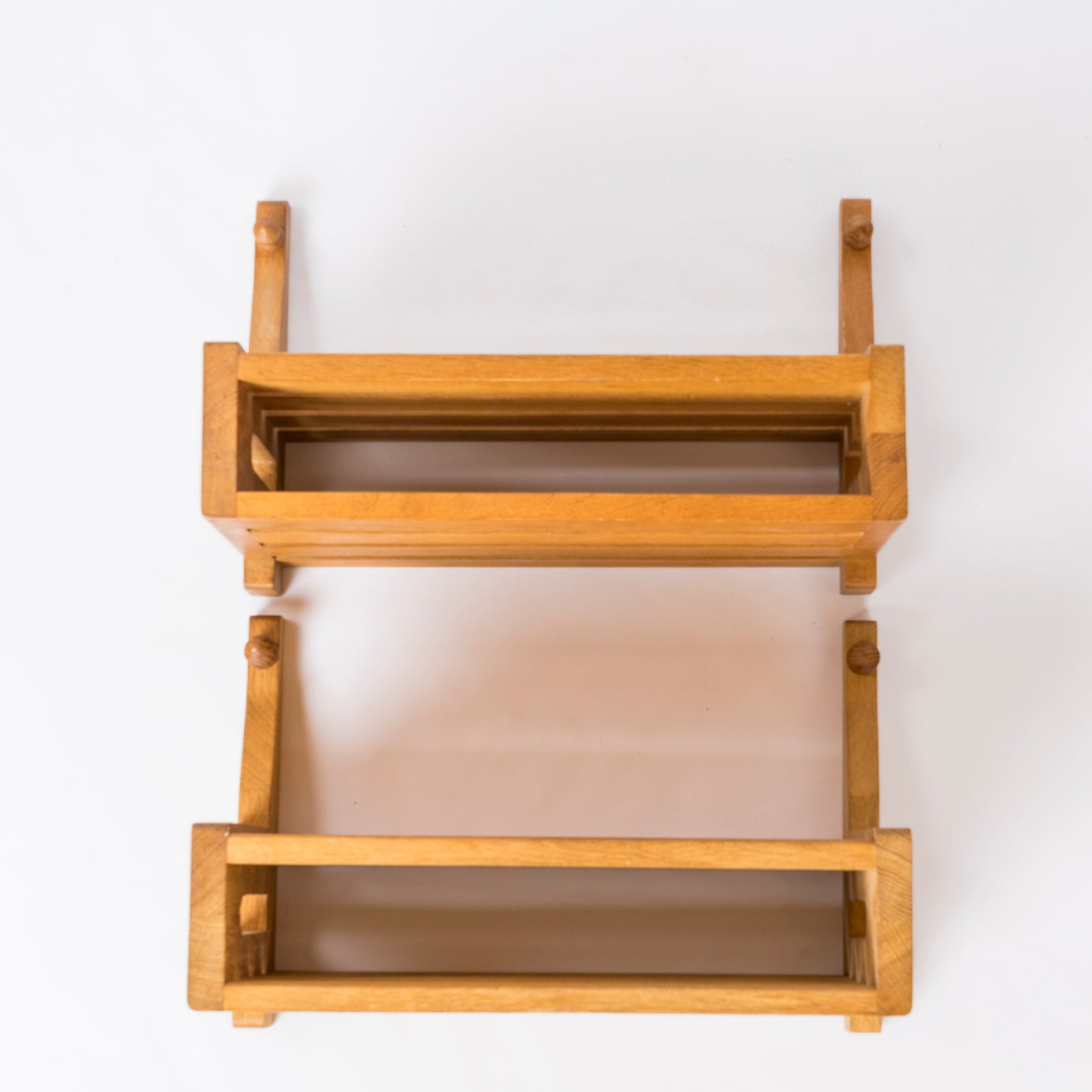 Pair of Solid Oak "Suspendu" Nighstands by Guillerme & Chambron - France 1970's