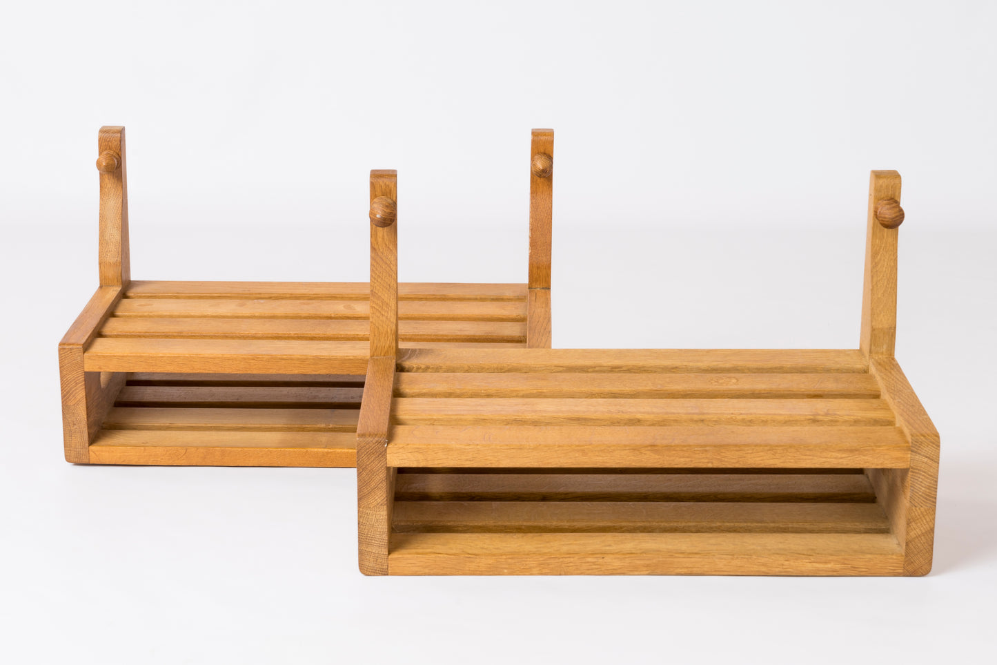 Pair of Solid Oak "Suspendu" Nighstands by Guillerme & Chambron - France 1970's