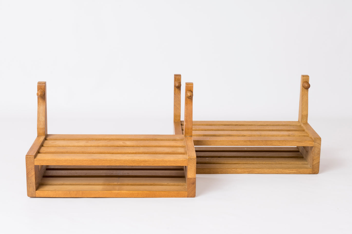 Pair of Solid Oak "Suspendu" Nighstands by Guillerme & Chambron - France 1970's