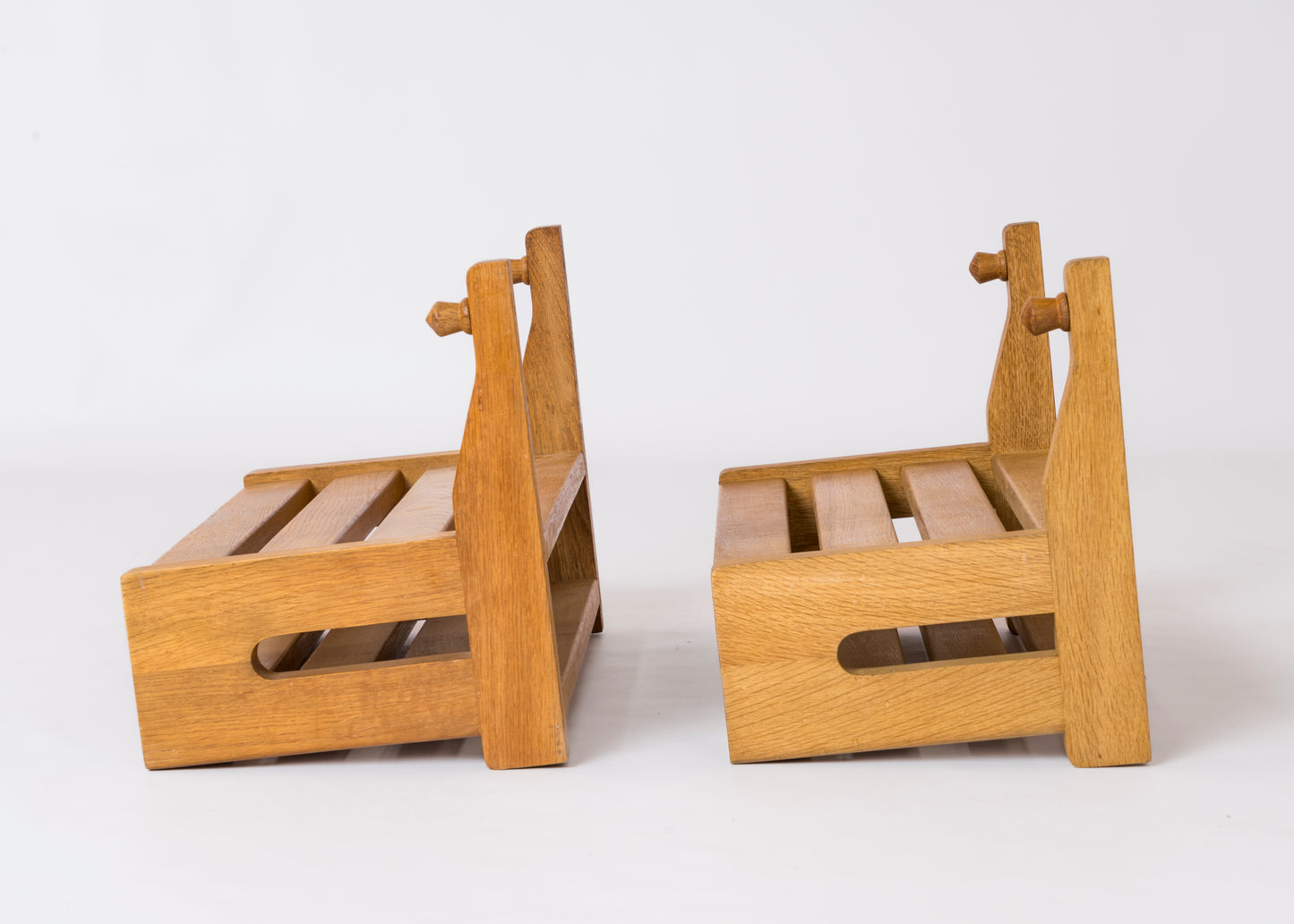 Pair of Solid Oak "Suspendu" Nighstands by Guillerme & Chambron - France 1970's