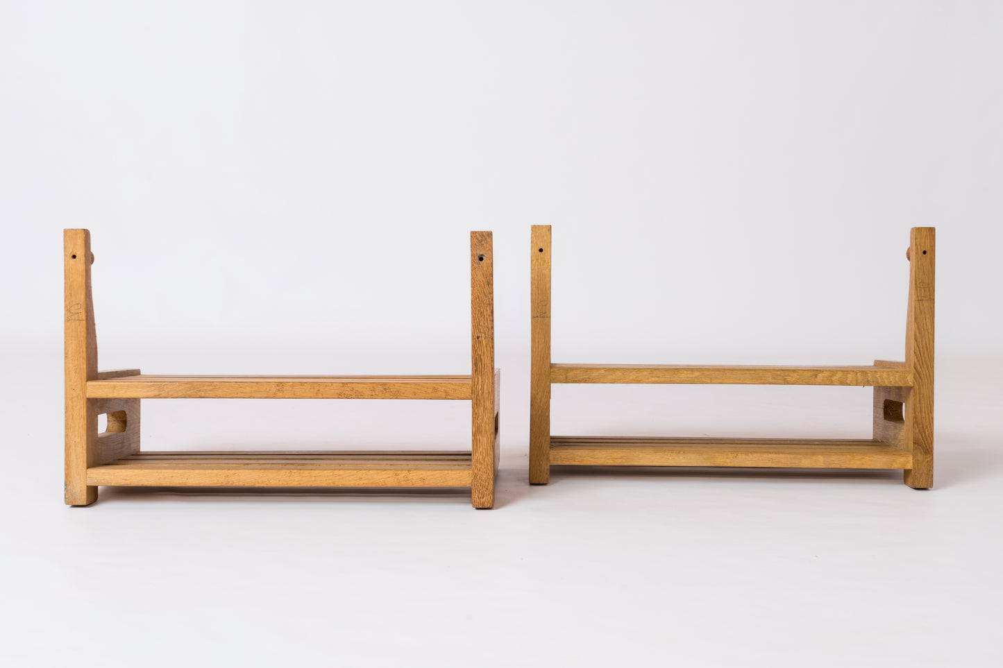 Pair of Solid Oak "Suspendu" Nighstands by Guillerme & Chambron - France 1970's