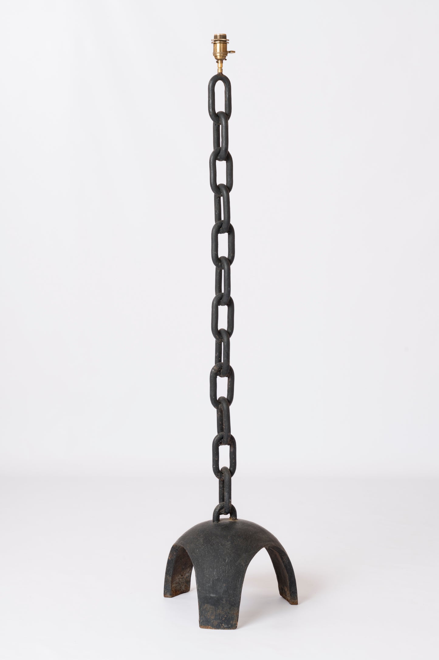 Brutalist Cast Iron & Marine Chain Links Floor Lamp - France 1970's