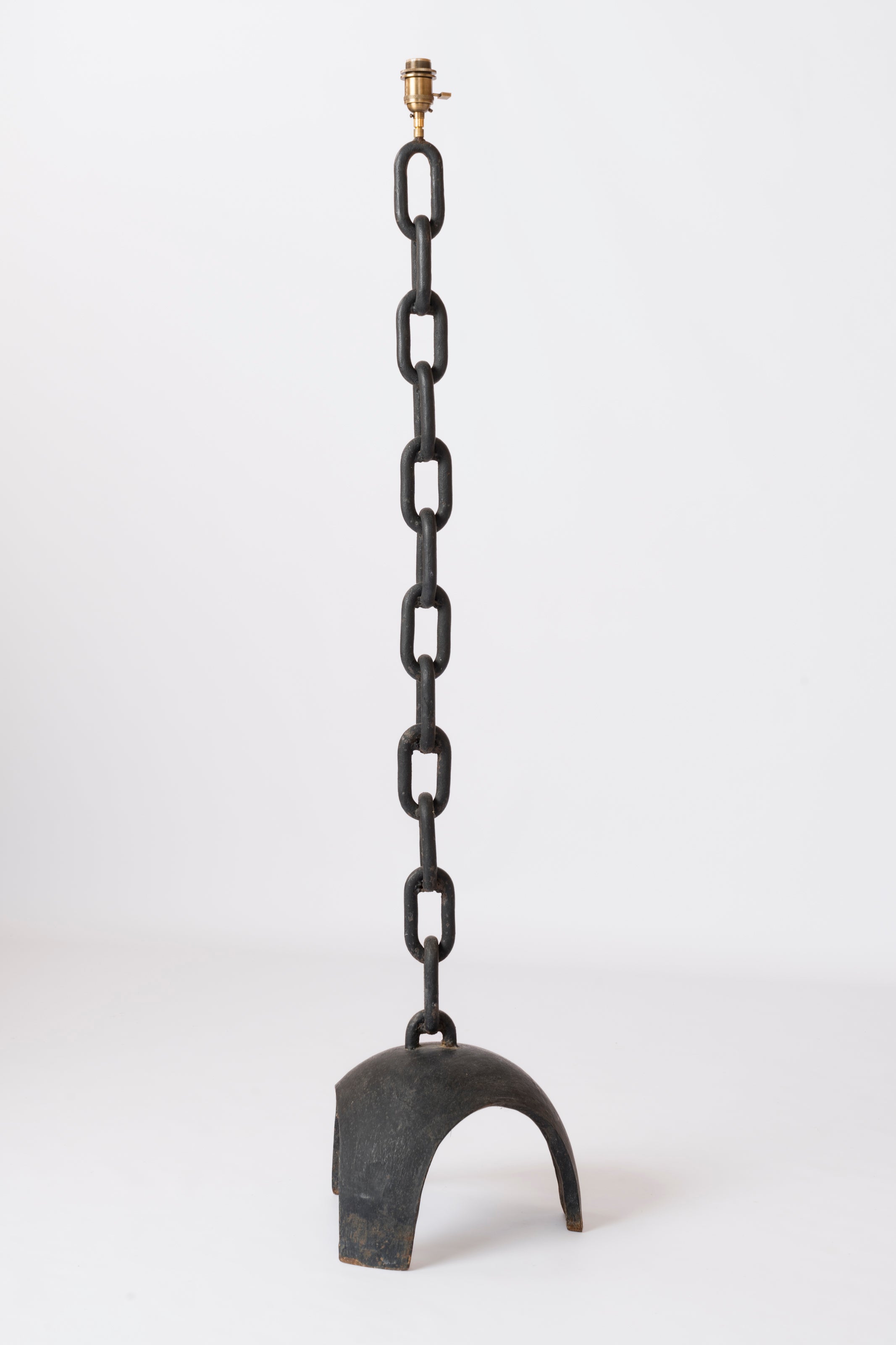 Brutalist Cast Iron & Marine Chain Links Floor Lamp - France 1970's