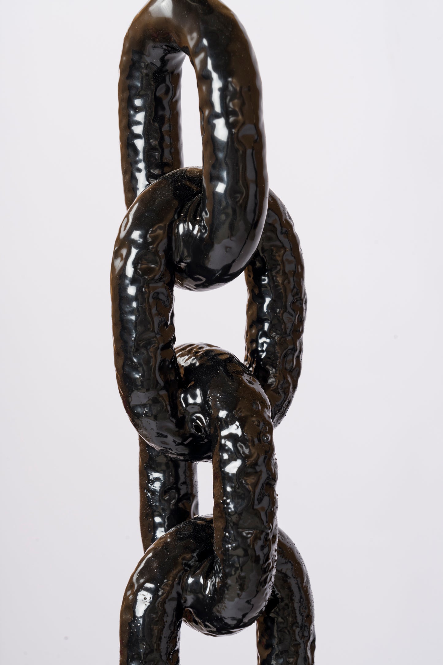 Two Black Lacquered Welded Marine Chain Floor Lamps - France 1970's