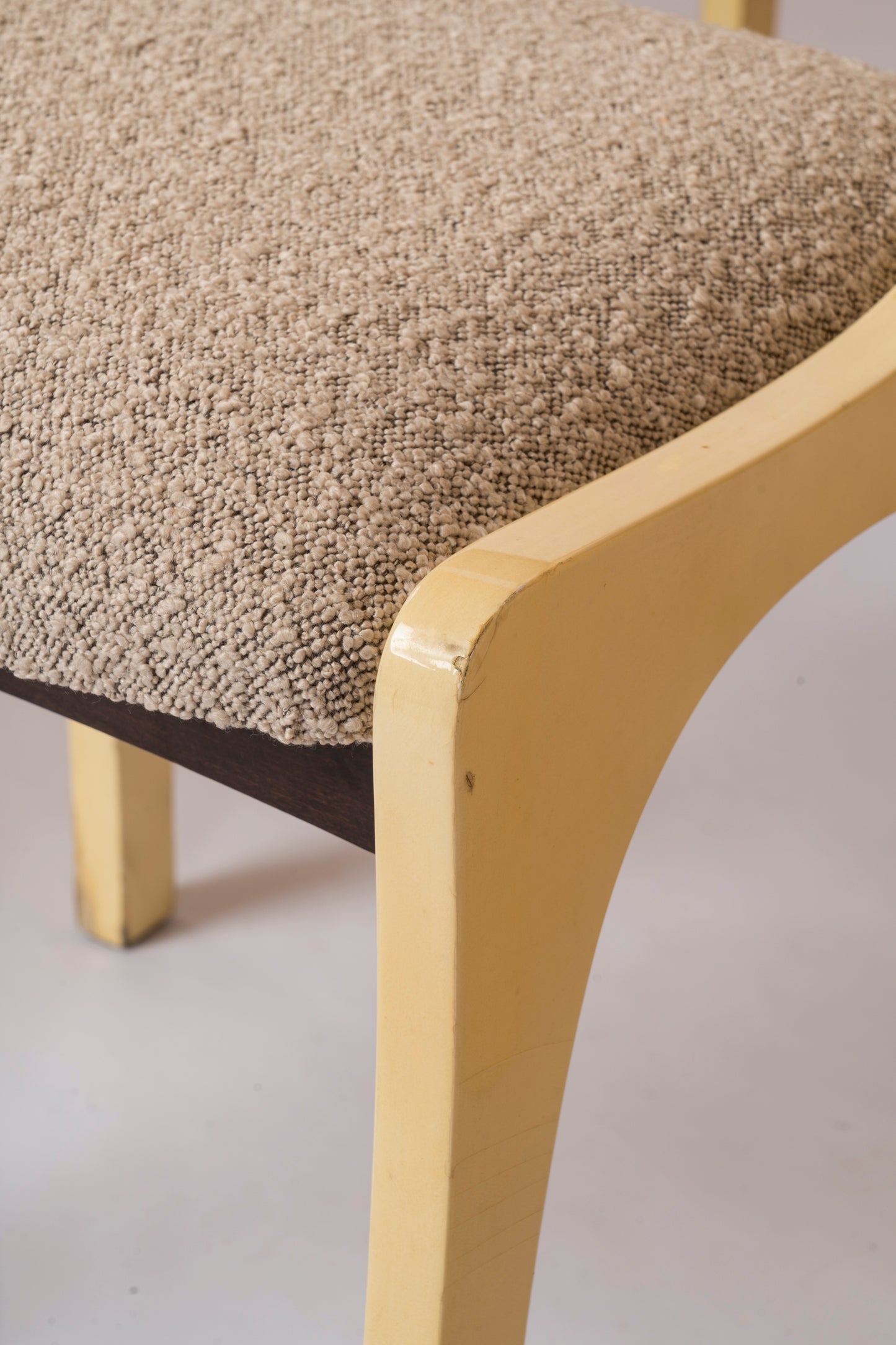 Six Cream Velum & Chiné Upholstery Chairs att. to Aldo Tura - Italy 1970's