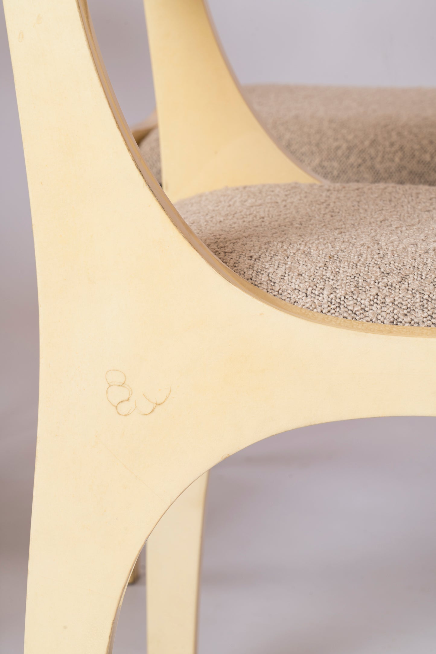 Six Cream Velum & Chiné Upholstery Chairs att. to Aldo Tura - Italy 1970's