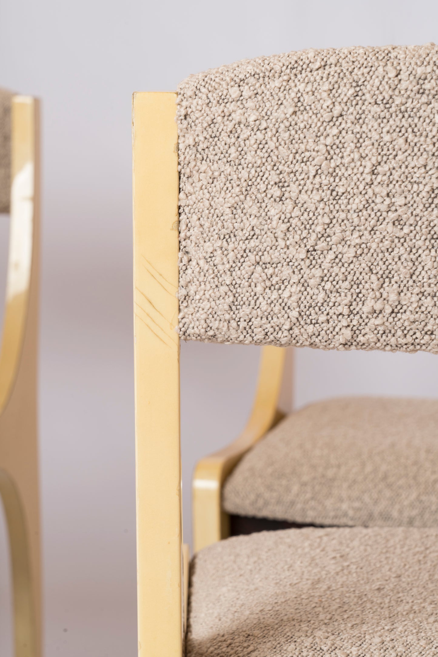 Six Cream Velum & Chiné Upholstery Chairs att. to Aldo Tura - Italy 1970's