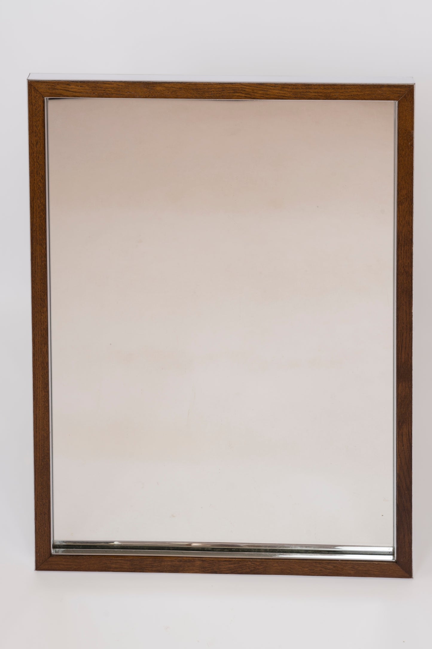 Modernist Teak & Chrome Mirror - Italy 1970's