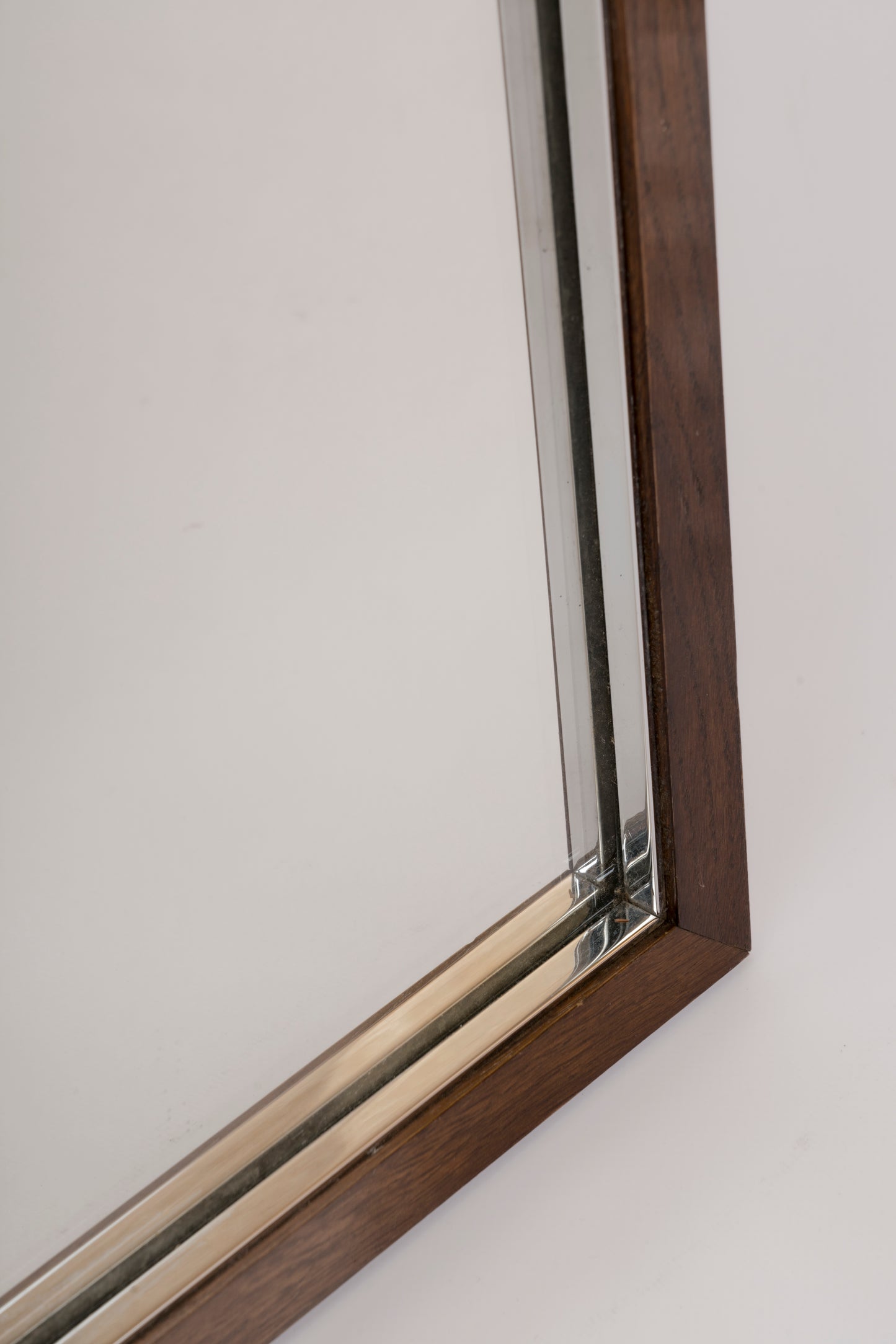 Modernist Teak & Chrome Mirror - Italy 1970's