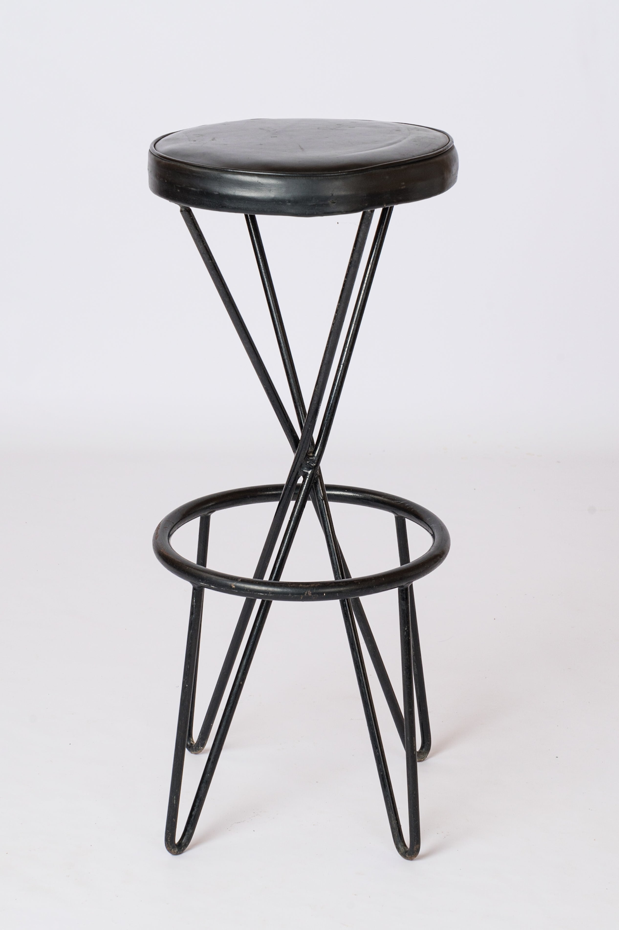 Black Leatherette & Steel CM127 Stool by Thonet - 1960s