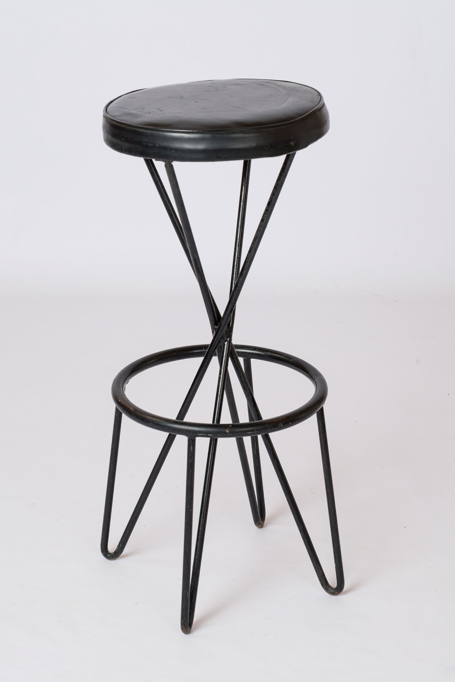 Black Leatherette & Steel CM127 Stool by Thonet - 1960s