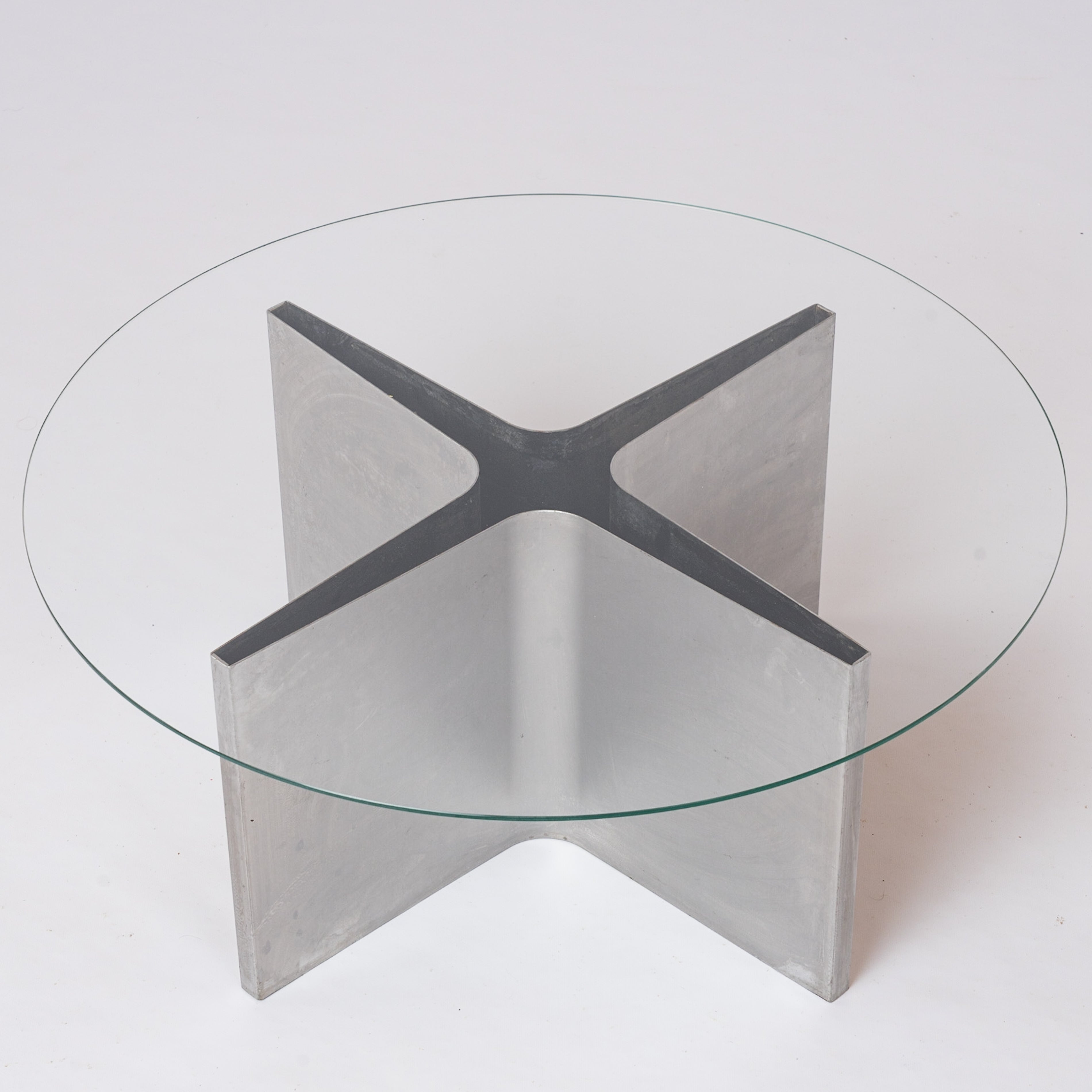 Stainless Steel Cross Shaped "Low Table" by Etienne Fermigier - France 1960s