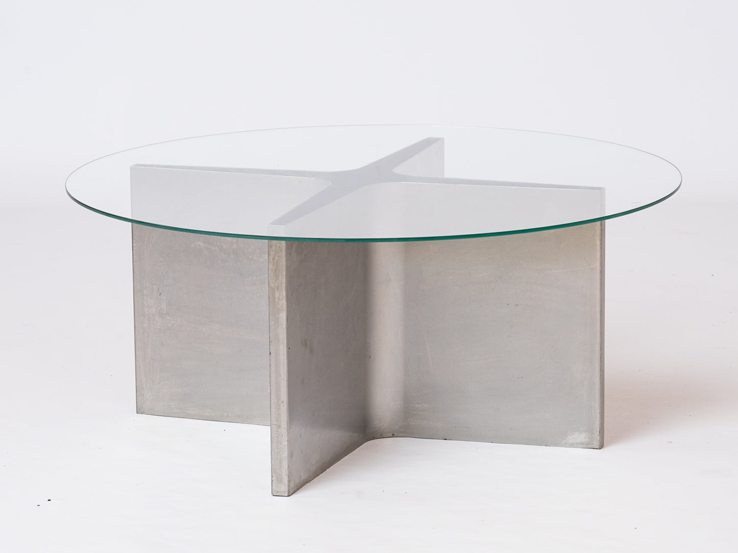 Stainless Steel Cross Shaped "Low Table" by Etienne Fermigier - France 1960s