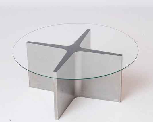 Stainless Steel Cross Shaped "Low Table" by Etienne Fermigier - France 1960s