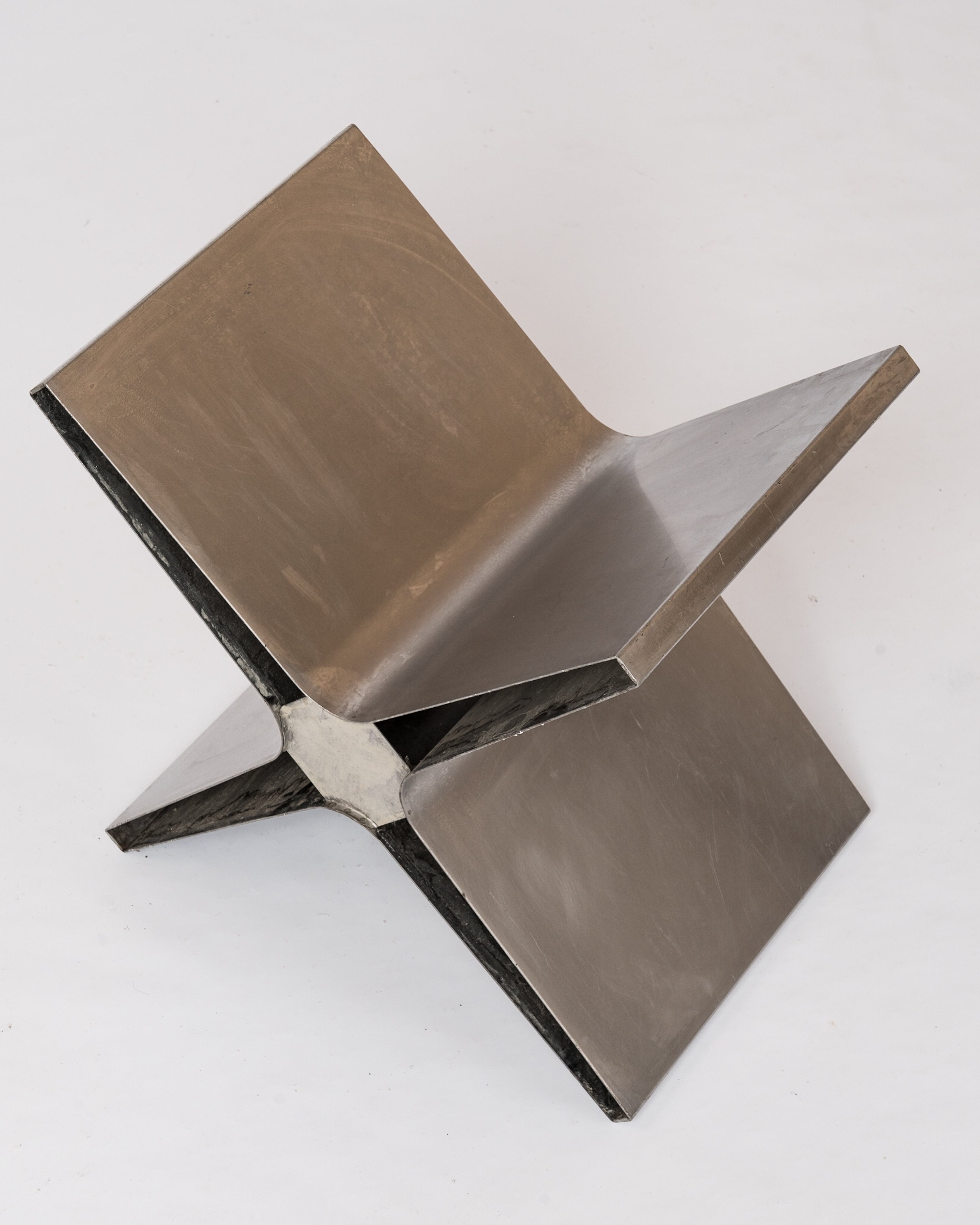 Stainless Steel Cross Shaped "Low Table" by Etienne Fermigier - France 1960s