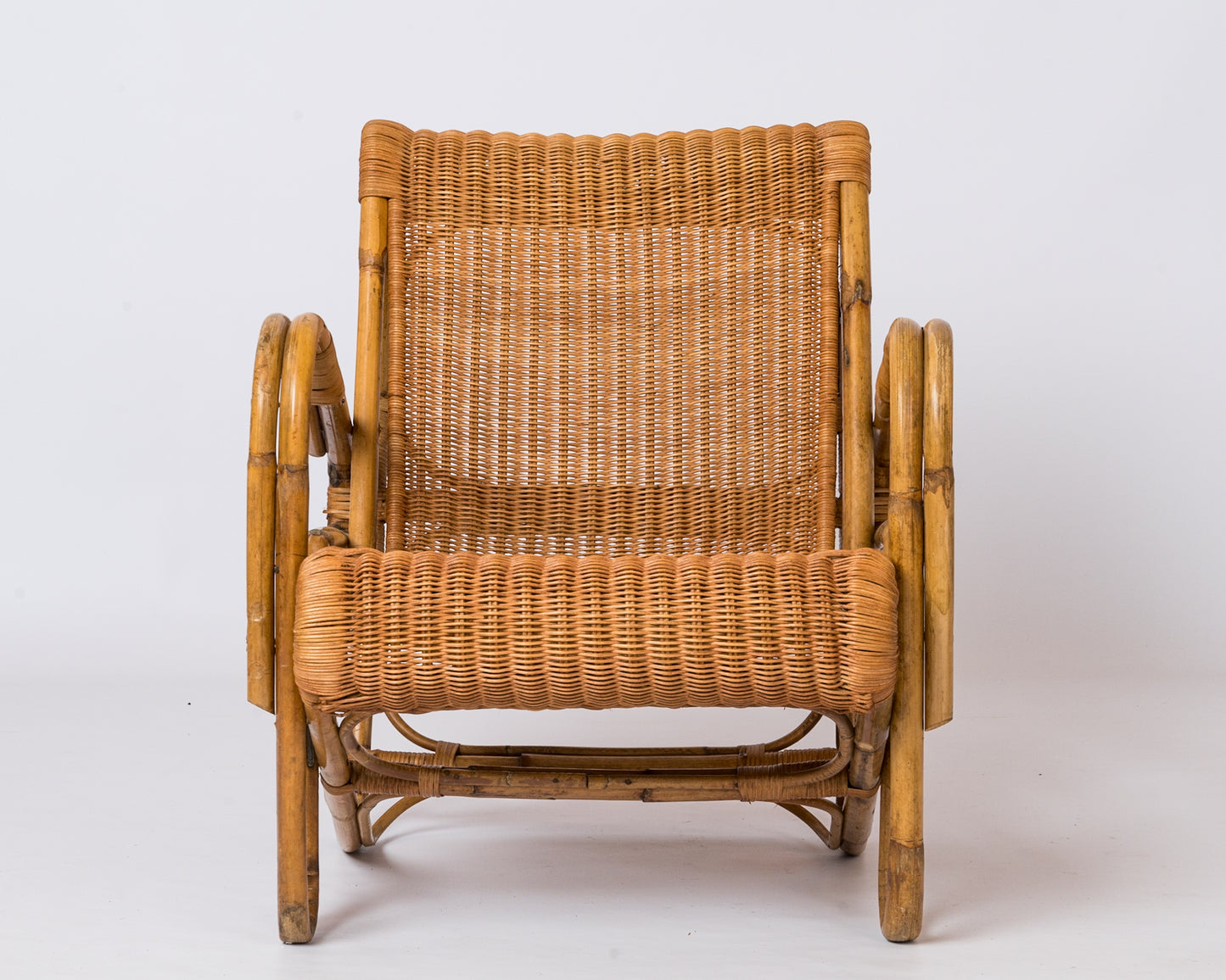 Rattan & Wicker Armchair att. Louis Baillon - France 1960's